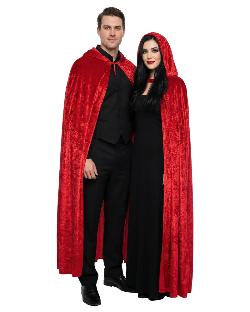 Roter, bodenlanger Kapuzenumhang Deluxe 180cm