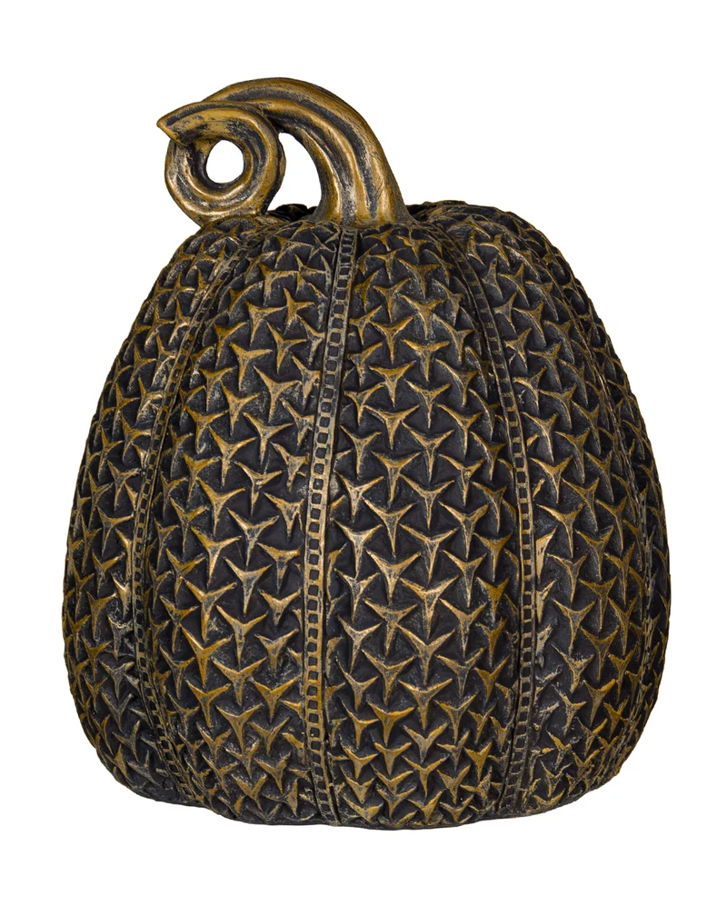 Eleganter Goldglänzender Kürbis als Tischdeko 19cm