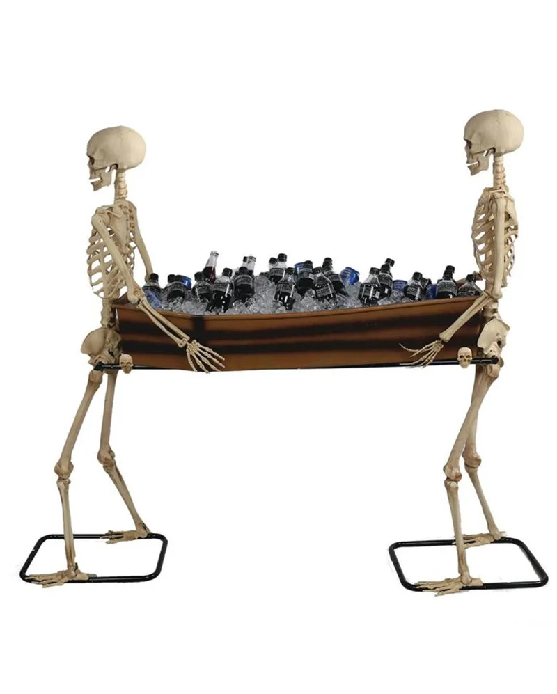 Zwei Lebensgroße Skelette die einen Sarg tragen 152cm