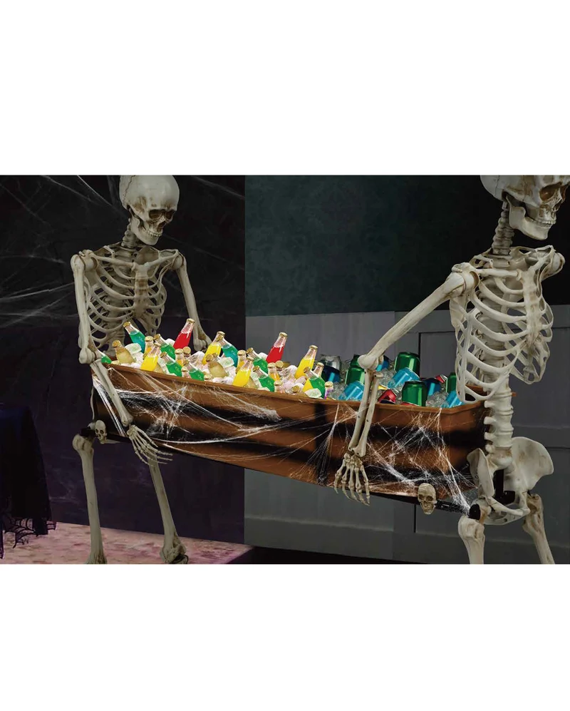 Zwei Lebensgroße Skelette die einen Sarg tragen 152cm