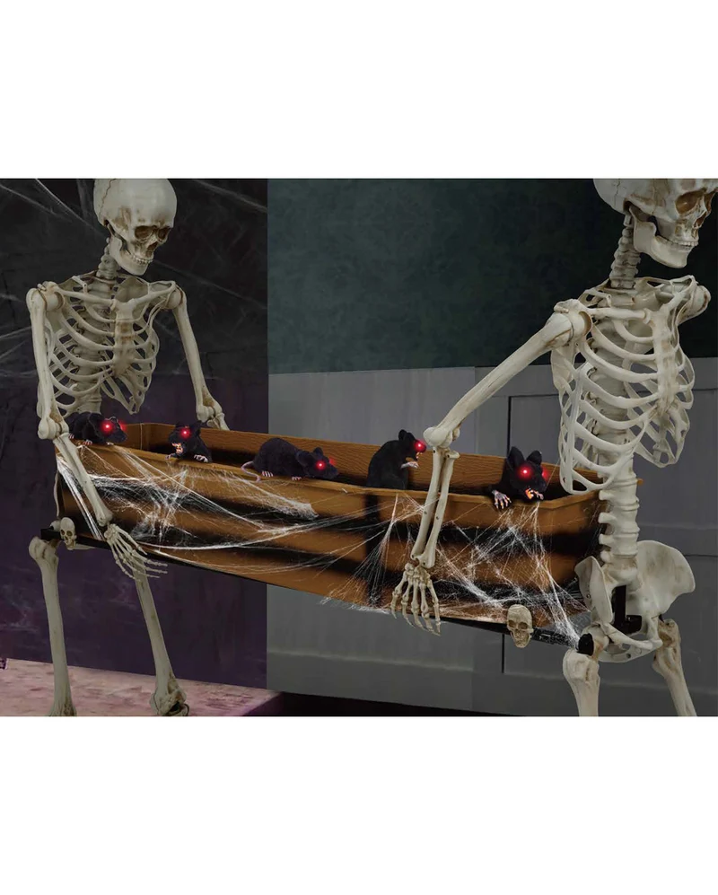 Zwei Lebensgroße Skelette die einen Sarg tragen 152cm