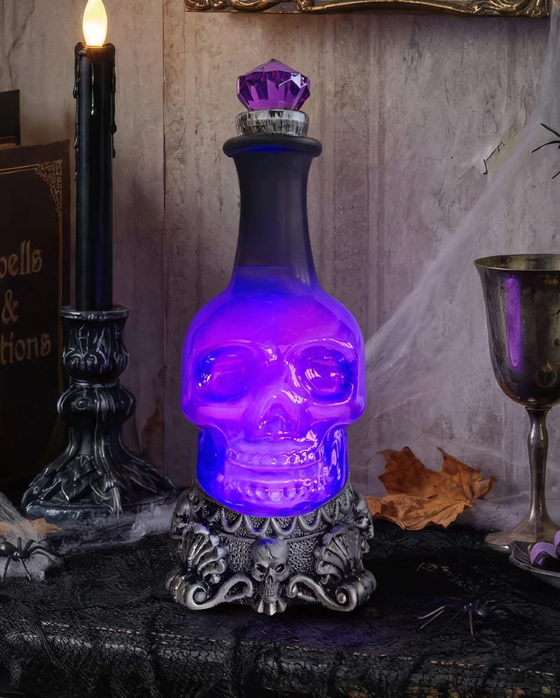 Violette Zaubertrankflasche mit Seelenschleim & Blue LED`s 28cm