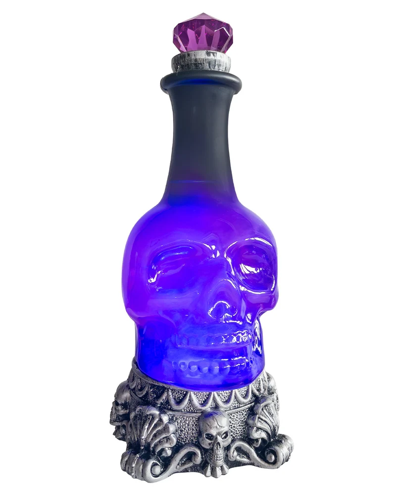 Violette Zaubertrankflasche mit Seelenschleim & Blue LED`s 28cm