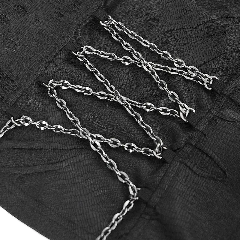 Punk-Tanktop mit Wasserfallausschnitt und zerrissener Kette für Damen