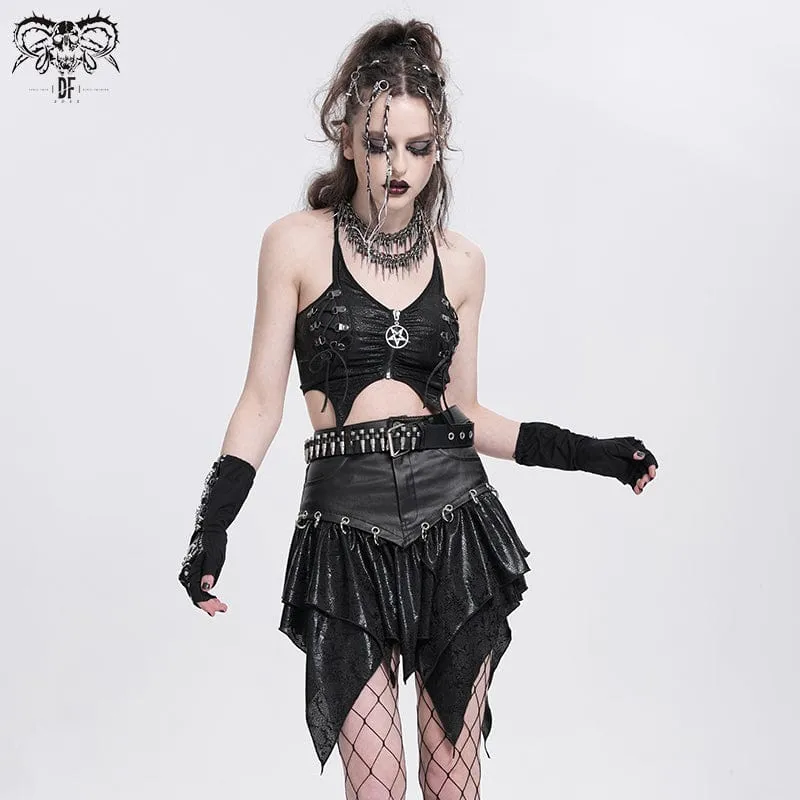 Punk-Tanktop mit unregelmäßigem Netzstoff für Damen