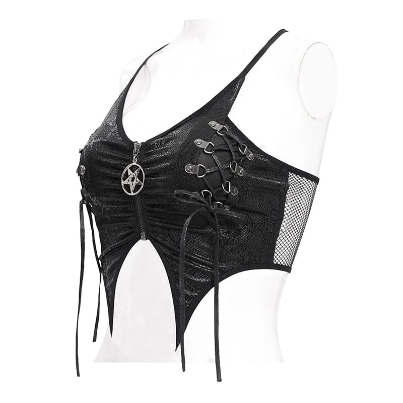 Punk-Tanktop mit unregelmäßigem Netzstoff für Damen