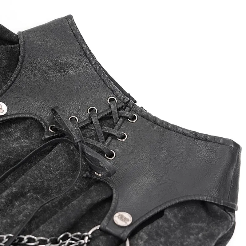 Damen Punk Distressed Lagenrock mit Schnürung