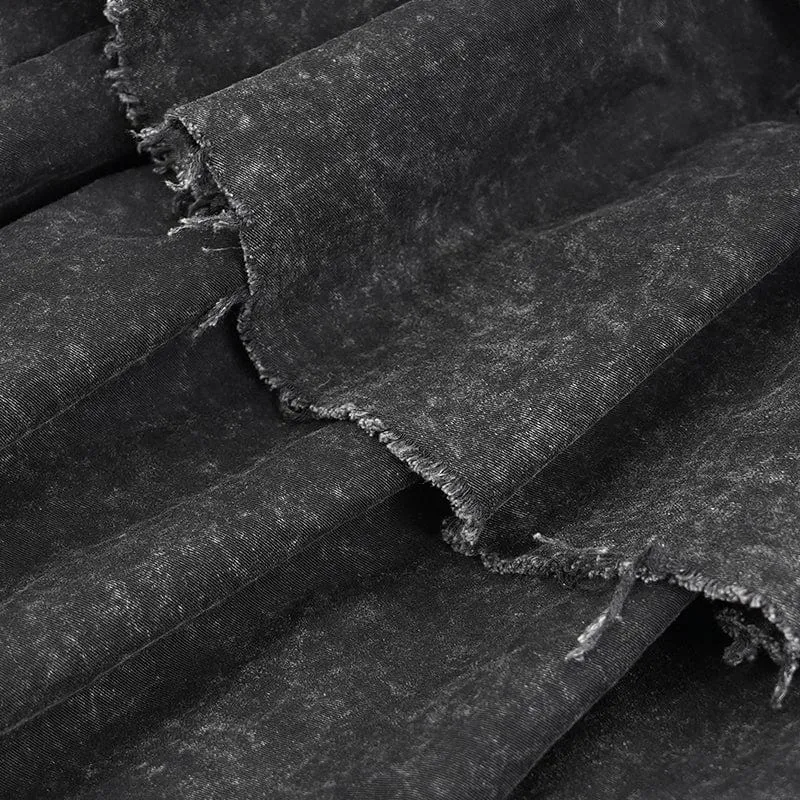 Damen Punk Distressed Lagenrock mit Schnürung