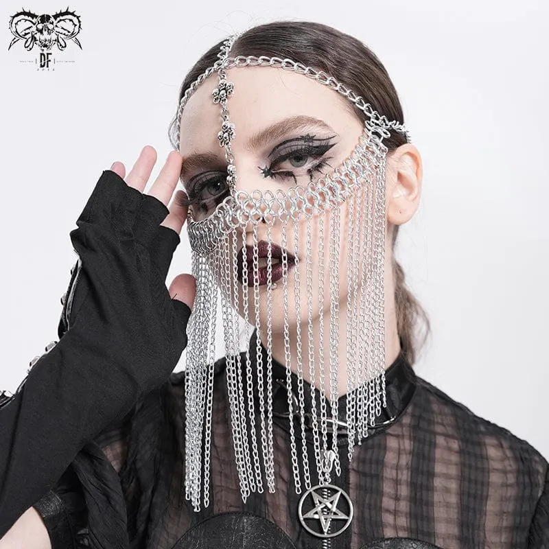 Gothic Kopfbedeckung mit Totenkopf und Quaste für Damen
