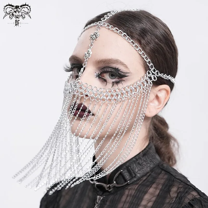 Gothic Kopfbedeckung mit Totenkopf und Quaste für Damen