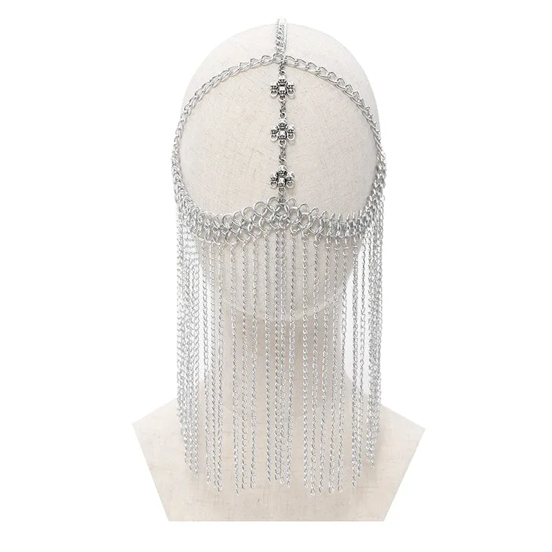 Gothic Kopfbedeckung mit Totenkopf und Quaste für Damen