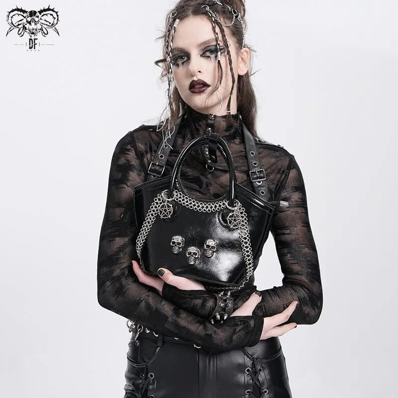 Damen Handtasche mit Punk-Totenkopf und Kette