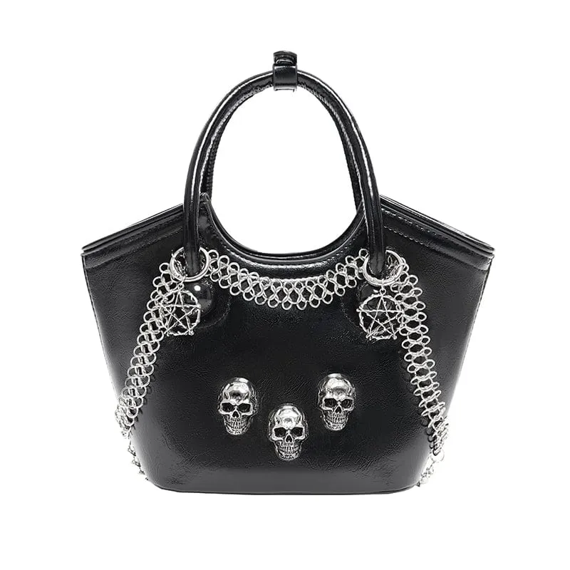 Damen Handtasche mit Punk-Totenkopf und Kette