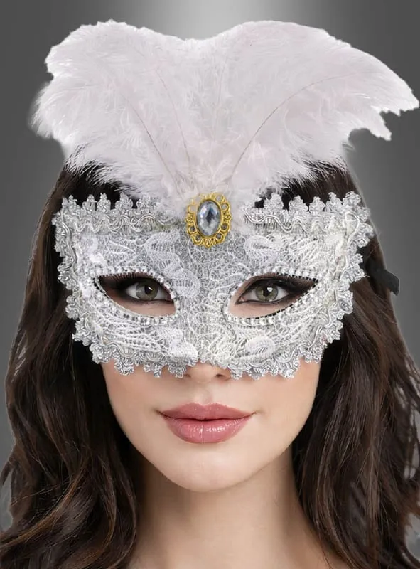Maskenball Augenmaske mit Spitze silber oder schwarz