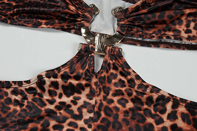 Leopard print cut out jumpsuit