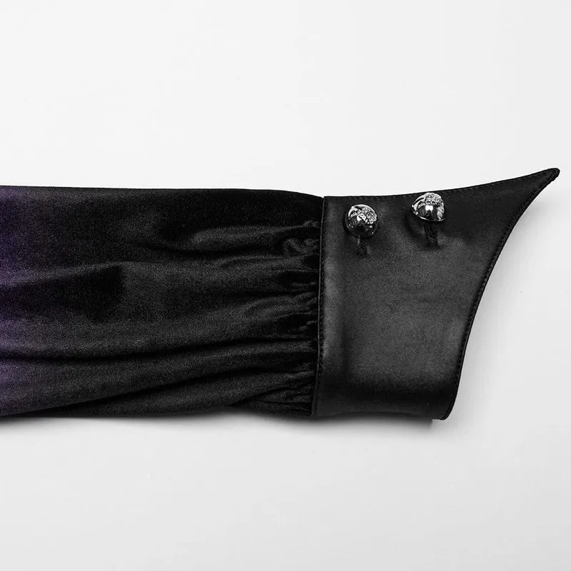 Gothic-Hemd aus Samt mit Puffärmeln und Farbverlauf für Damen Violett