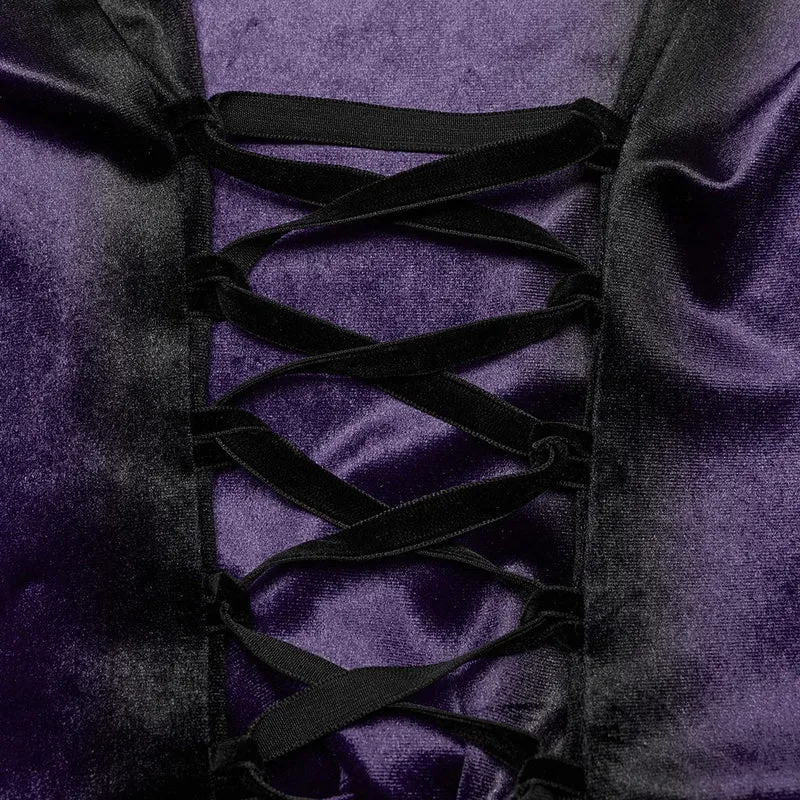 Gothic-Hemd aus Samt mit Puffärmeln und Farbverlauf für Damen Violett