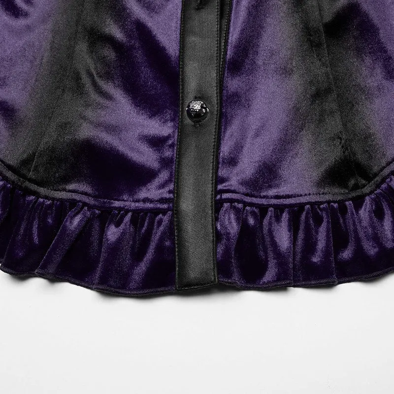 Gothic-Hemd aus Samt mit Puffärmeln und Farbverlauf für Damen Violett