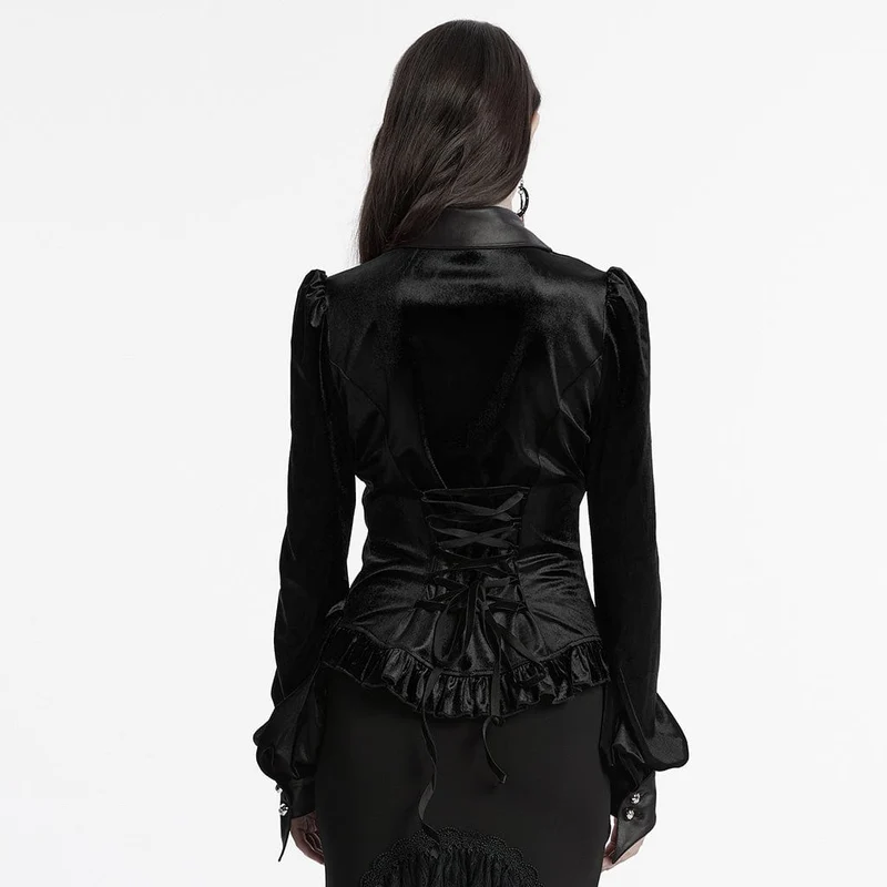 Gothic-Hemd aus Samt mit Puffärmeln und Farbverlauf für Damen