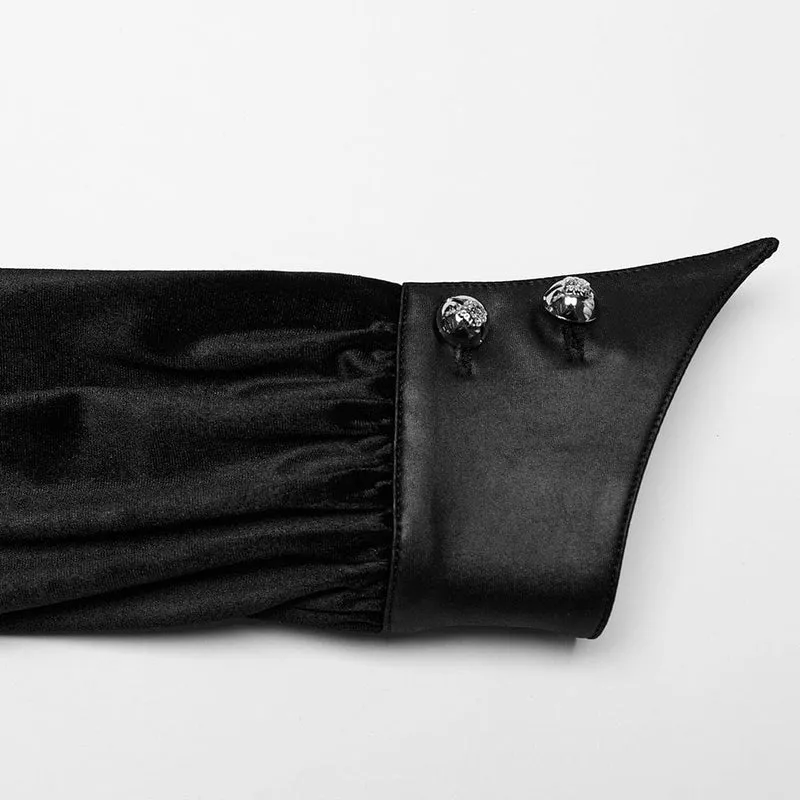 Gothic-Hemd aus Samt mit Puffärmeln und Farbverlauf für Damen