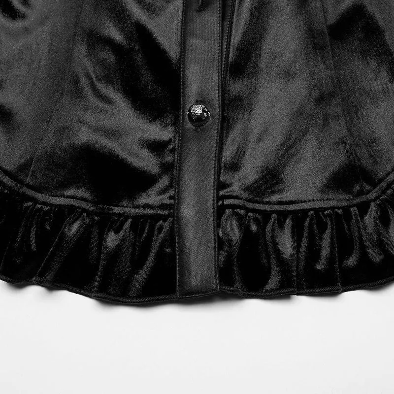 Gothic-Hemd aus Samt mit Puffärmeln und Farbverlauf für Damen