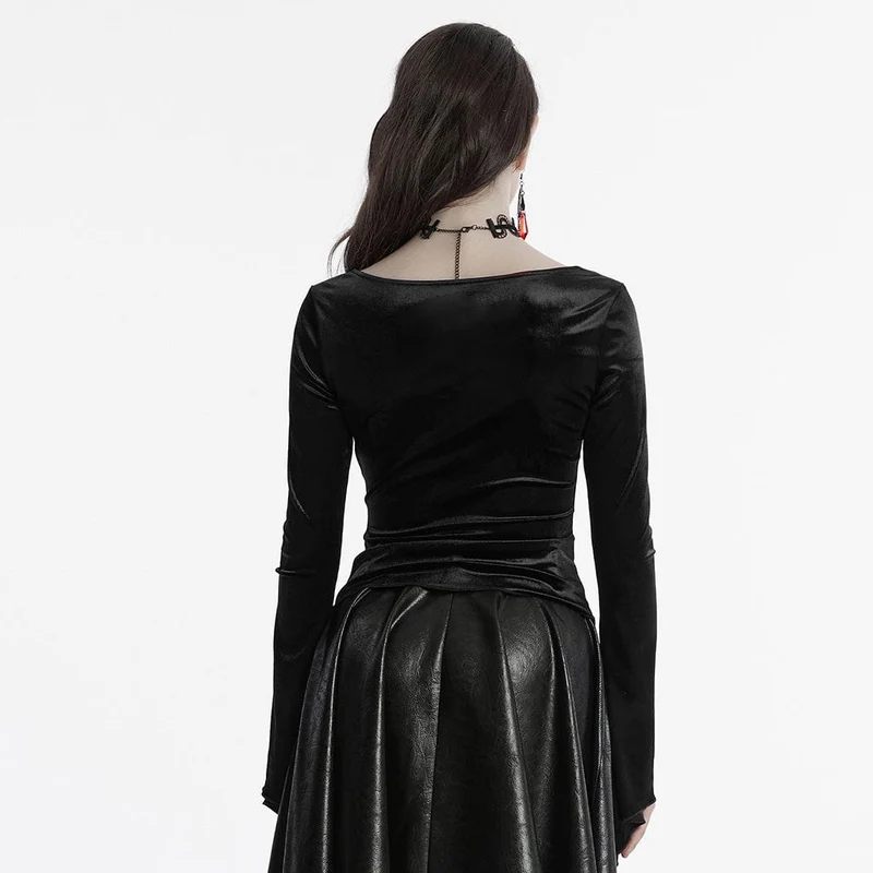 Gothic-Hemd aus Samt mit unregelmäßigem Farbverlauf für Damen