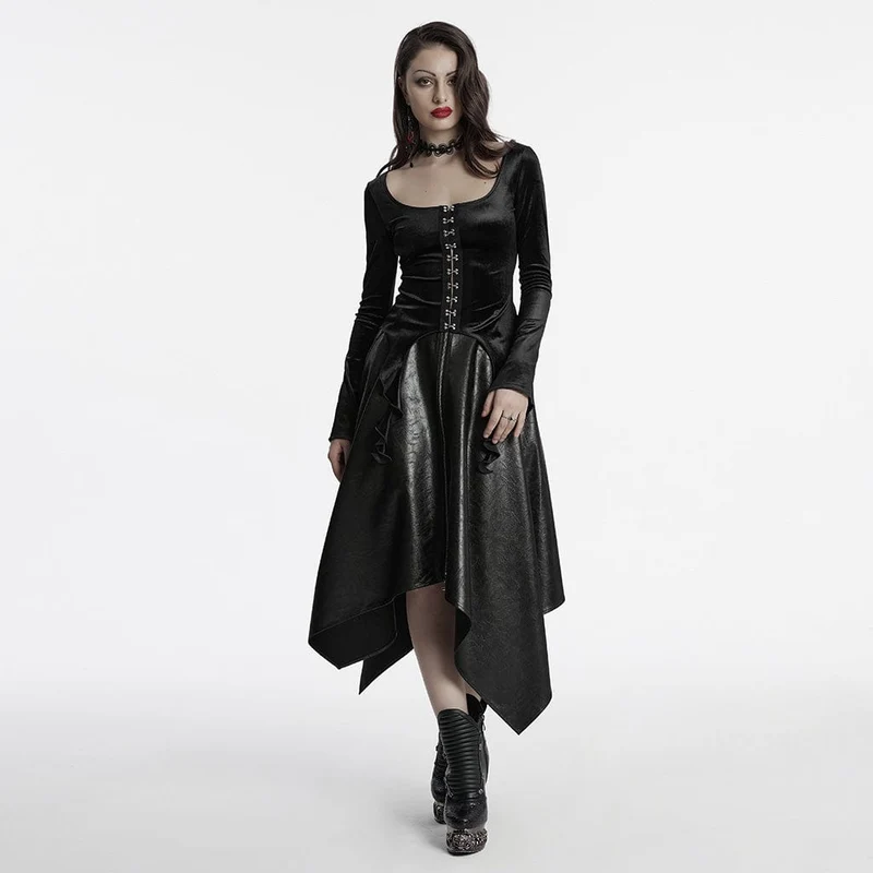 Gothic-Hemd aus Samt mit unregelmäßigem Farbverlauf für Damen