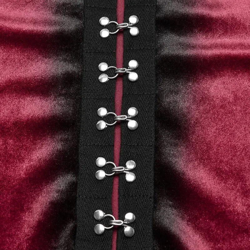 Gothic-Hemd aus unregelmäßigem Farbverlaufssamt für Damen in Rot