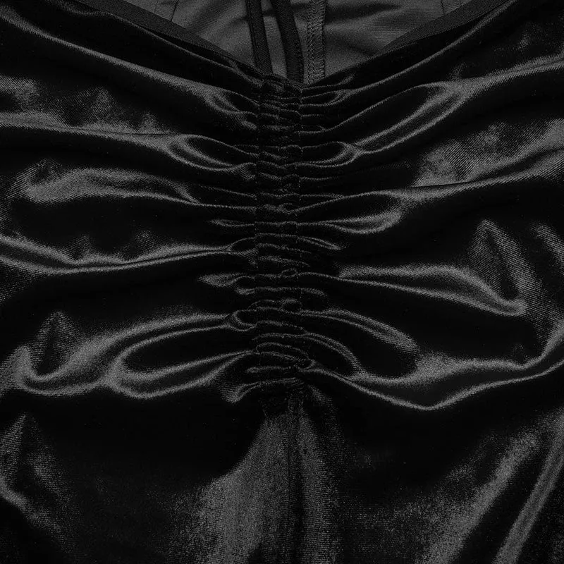 Gothic Schlaghose aus Samt mit Kordelzug für Damen