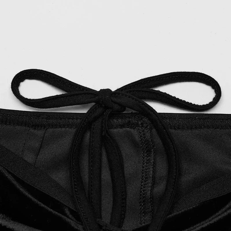 Gothic Schlaghose aus Samt mit Kordelzug für Damen