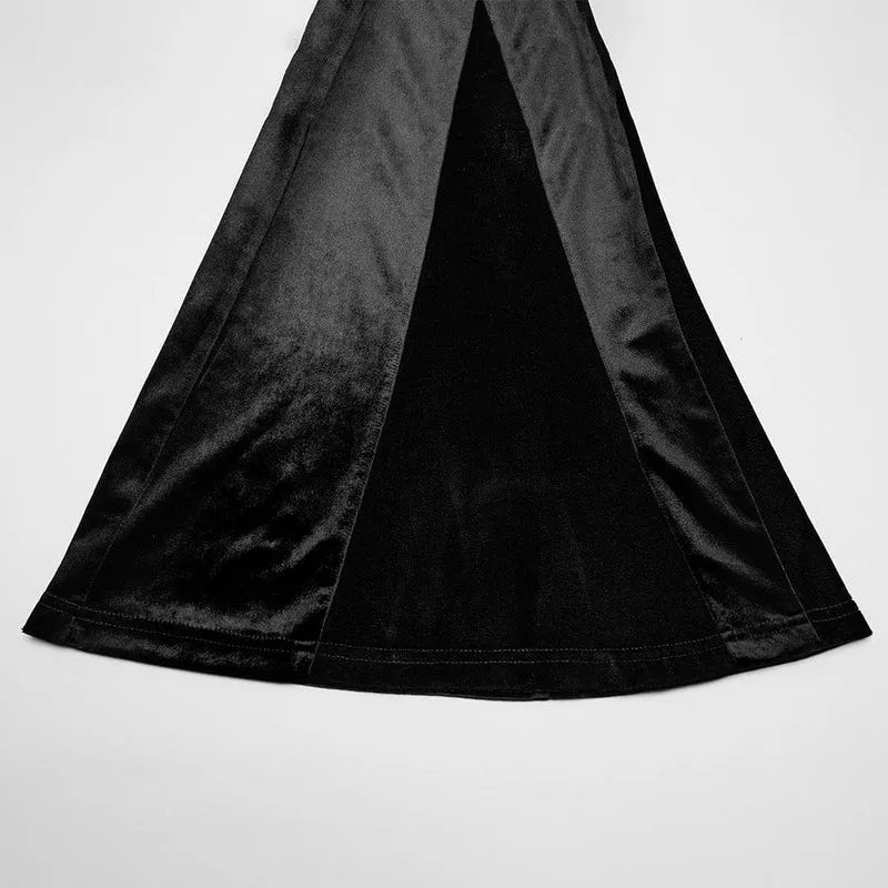 Gothic Schlaghose aus Samt mit Kordelzug für Damen