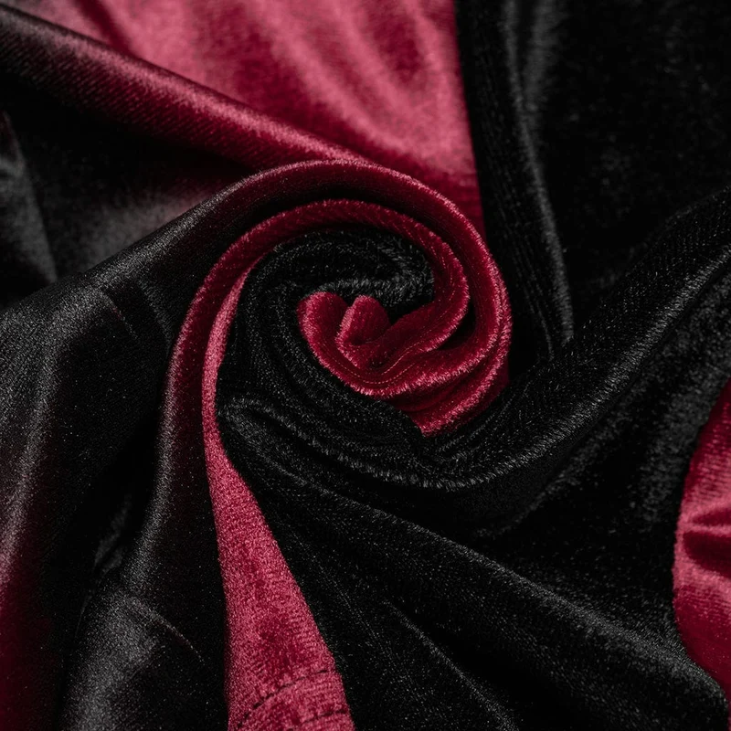 Gothic Schlaghose aus Samt in Kontrastfarbe mit Kordelzug für Damen in Rot
