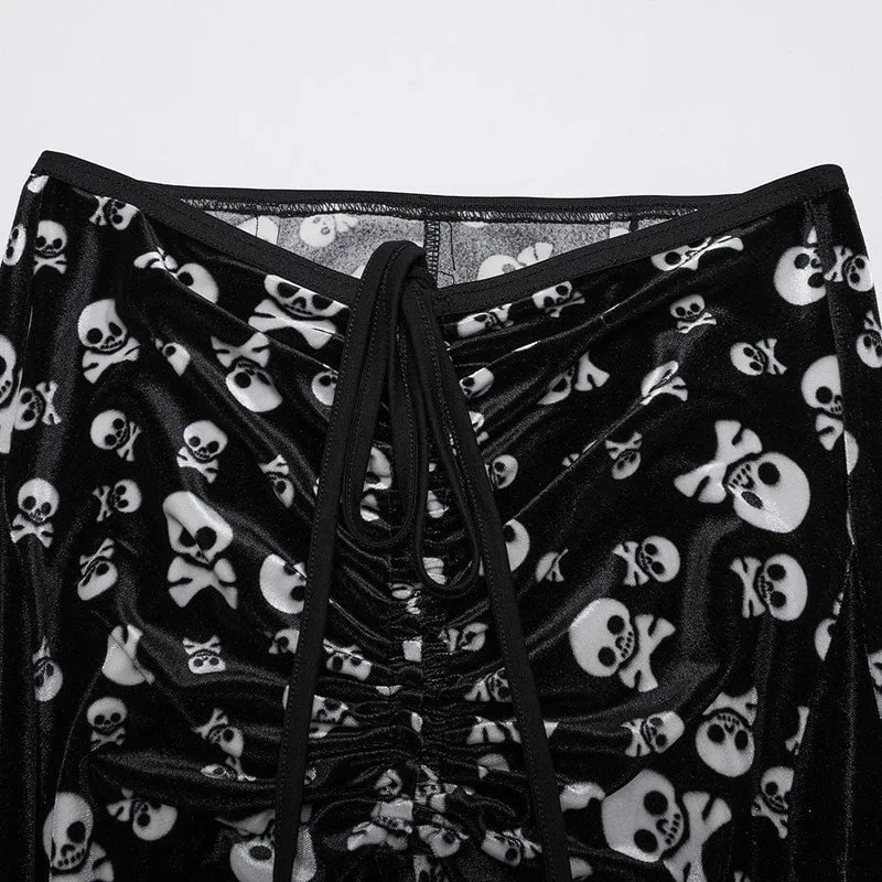 Gothic Schlaghose aus Netzstoff mit Kordelzug für Damen