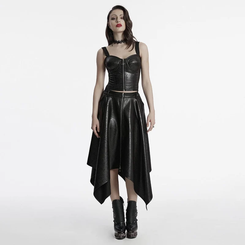 Punk-Weste aus Kunstleder für Damen