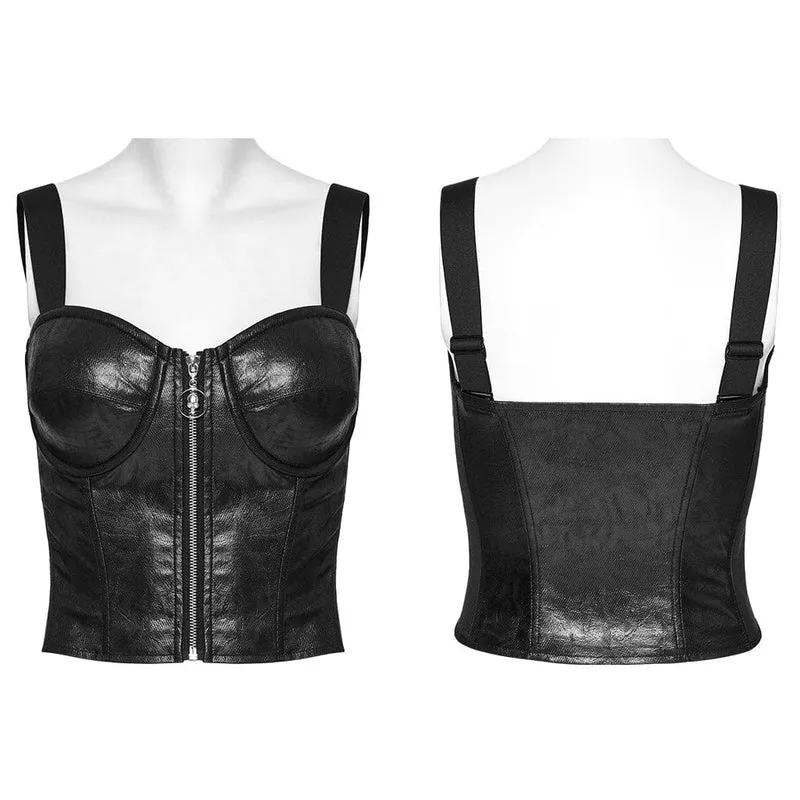 Punk-Weste aus Kunstleder für Damen