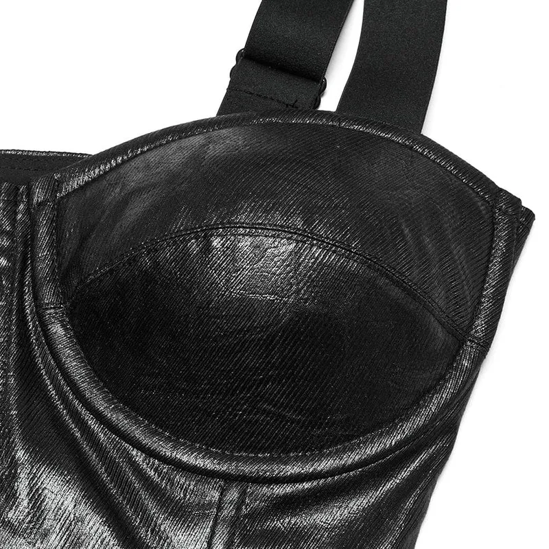 Punk-Weste aus Kunstleder für Damen