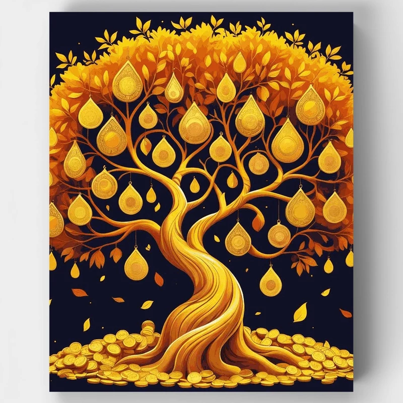 Golden Money Tree - Paint by Numbers Kit