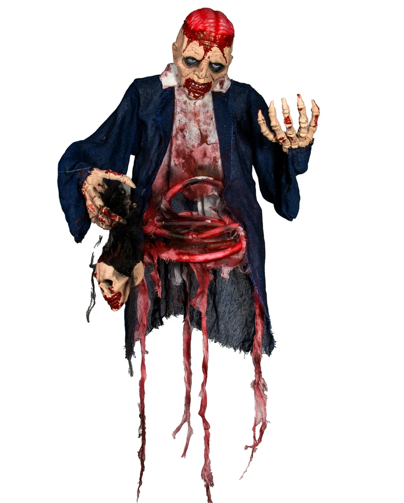 Hängende Zombiefigur mit Licht & Sound 153cm