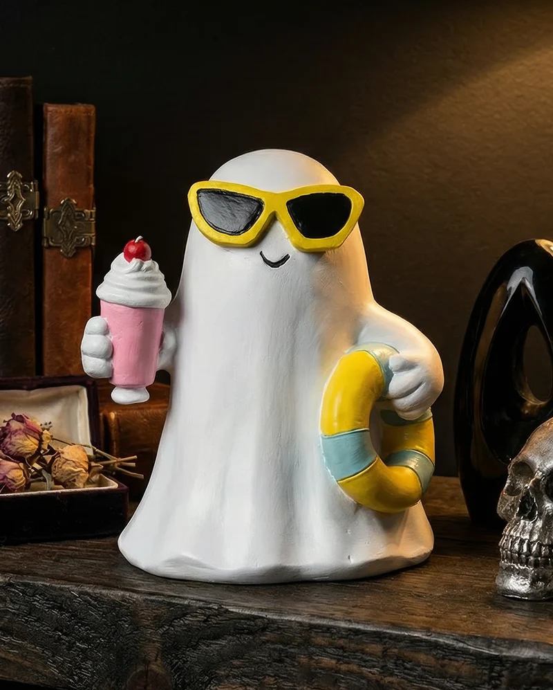 Summerween Gespenst mit Milkshake & Schwimmreifen 15,5cm