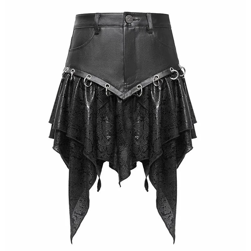 Unregelmäßiger Punk-Kurzrock mit hoher Taille für Damen