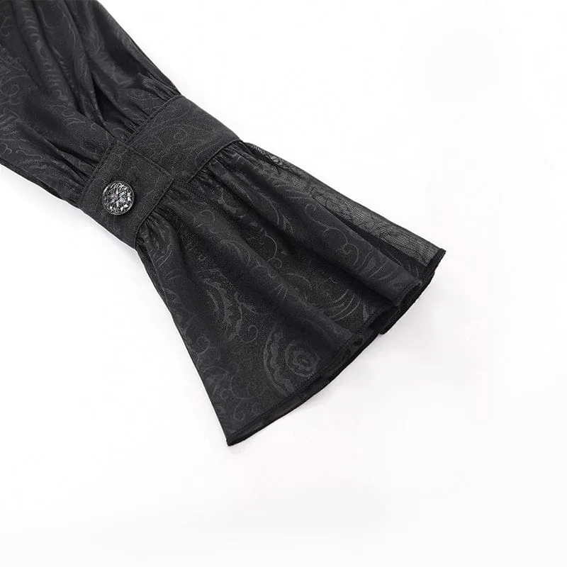 Gothic-Hemd mit Stehkragen, Rüschen und Schwalbenschwanz für Damen