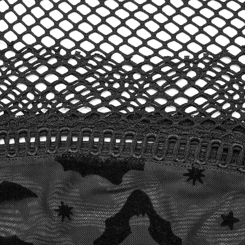 Damen-Gothic-Fledermaus-Mesh-Shirt in Übergröße