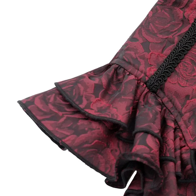 Gothic-Unterbrustkorsett mit Rüschen und Spitze für Damen, Rot