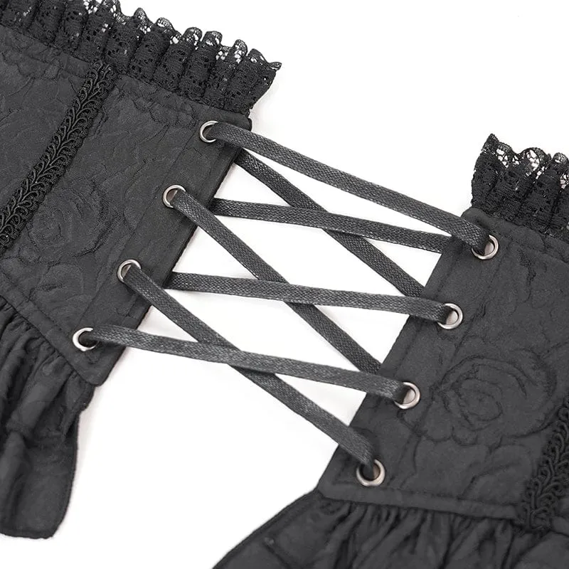Gothic Unterbrustkorsett mit Rüschen und Spitze für Damen in Schwarz