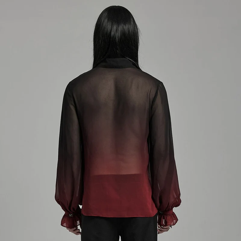Herren-Hemd aus transparentem Chiffon mit Schnürung und Farbverlauf im Gothic-Stil