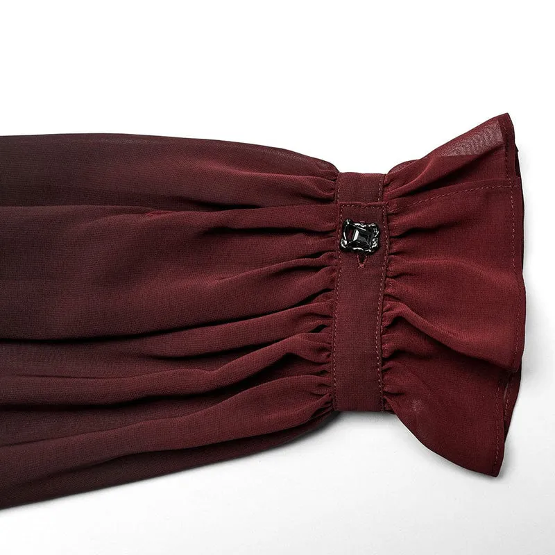Herren-Hemd aus transparentem Chiffon mit Schnürung und Farbverlauf im Gothic-Stil