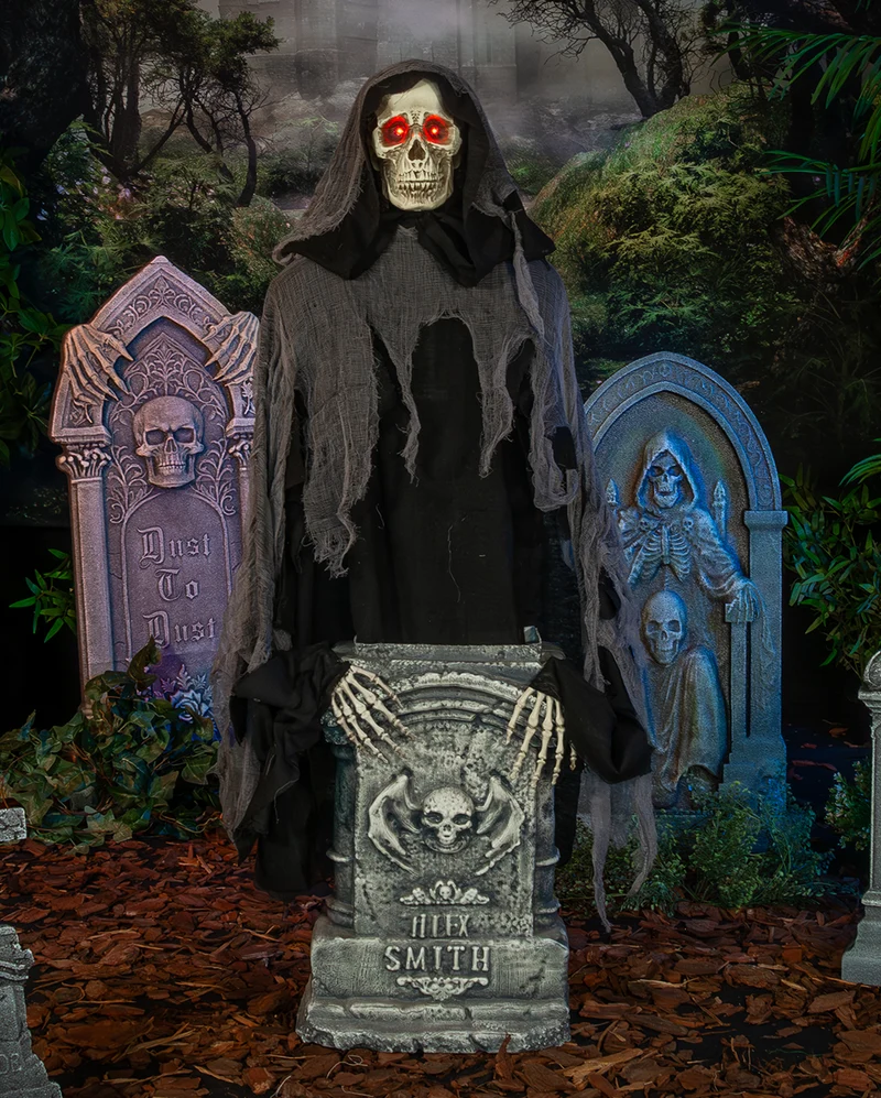 Rising Reaper auf Grabstein Halloween Animatronic 120cm