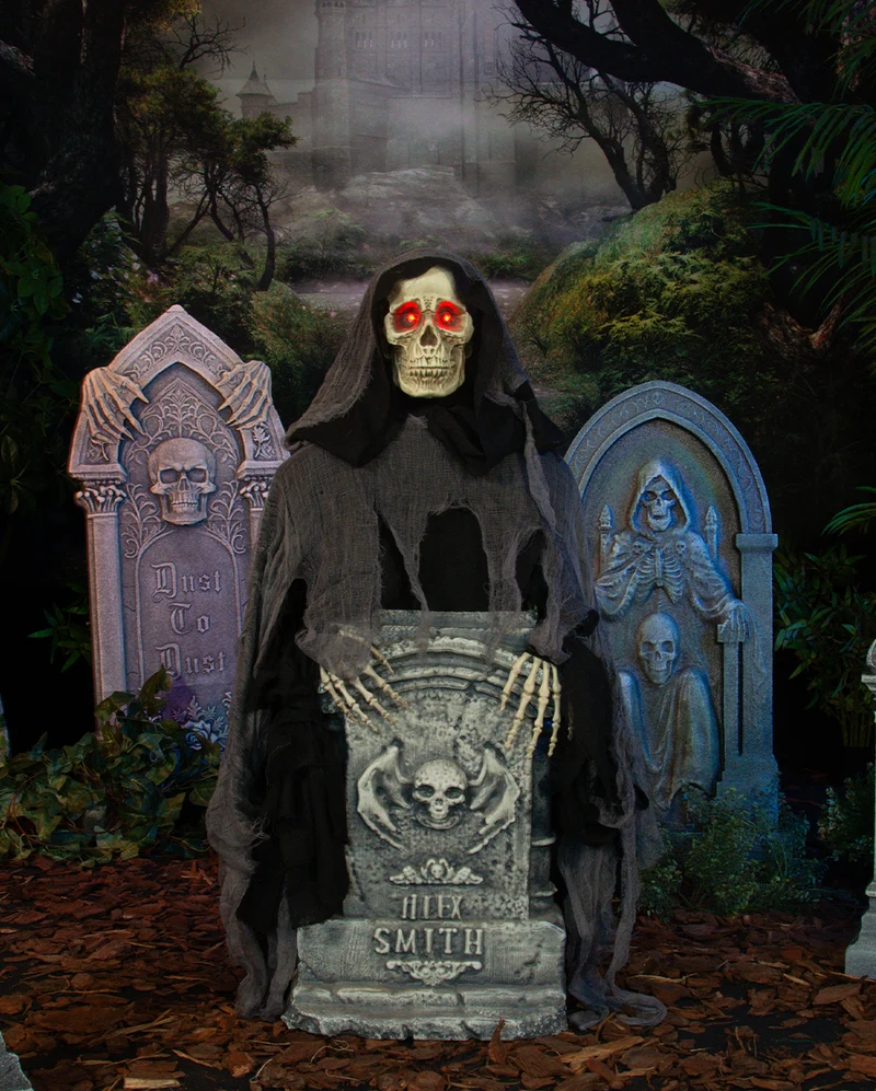 Rising Reaper auf Grabstein Halloween Animatronic 120cm