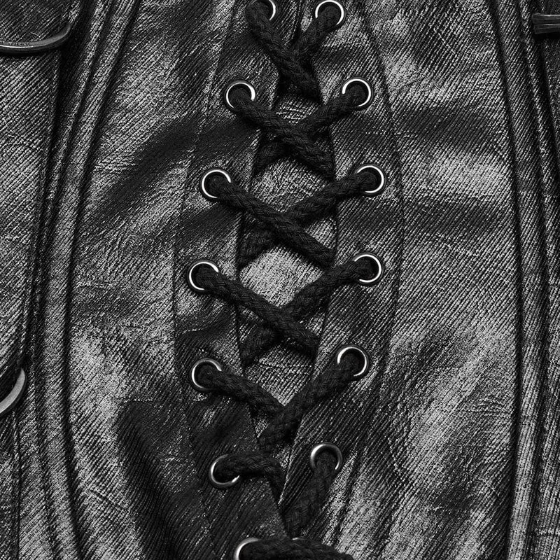 Unterbrustkorsett mit Punk-Riemen und Schnürung für Damen