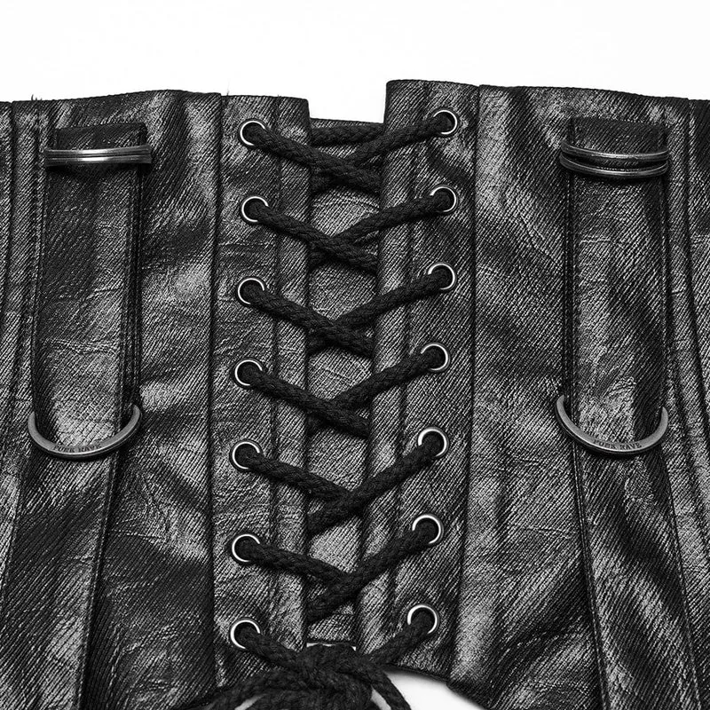 Unterbrustkorsett mit Punk-Riemen und Schnürung für Damen